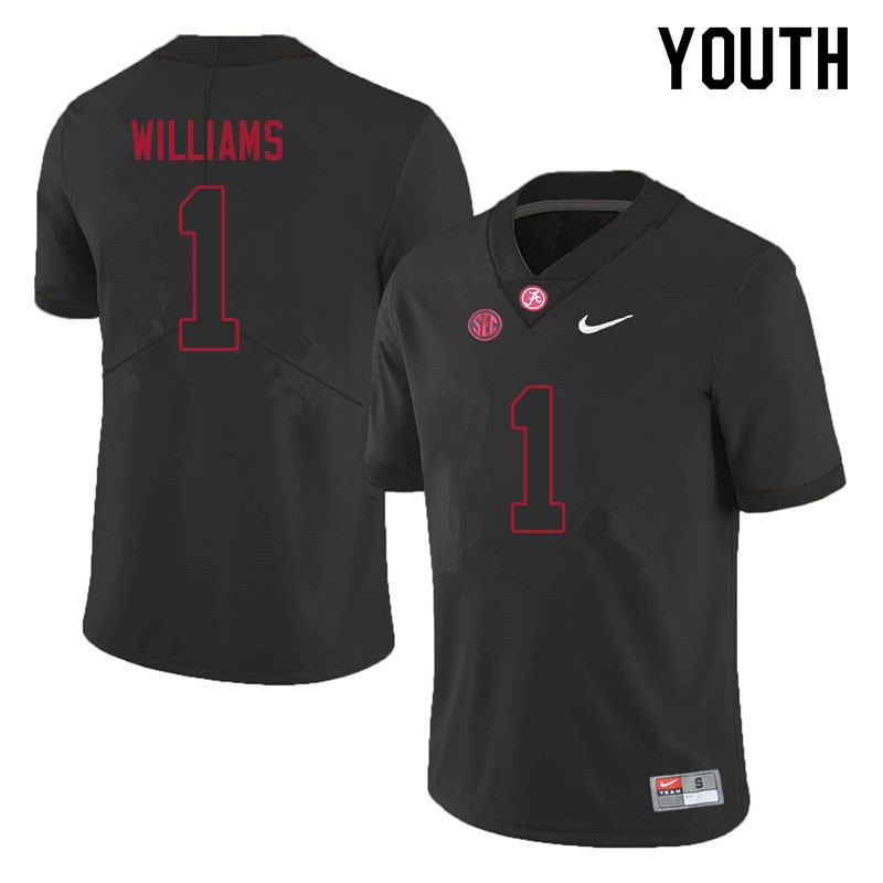 Youth #1 Jameson Williams Alabama Crimson Tide College Football Jerseys Sale-Black
